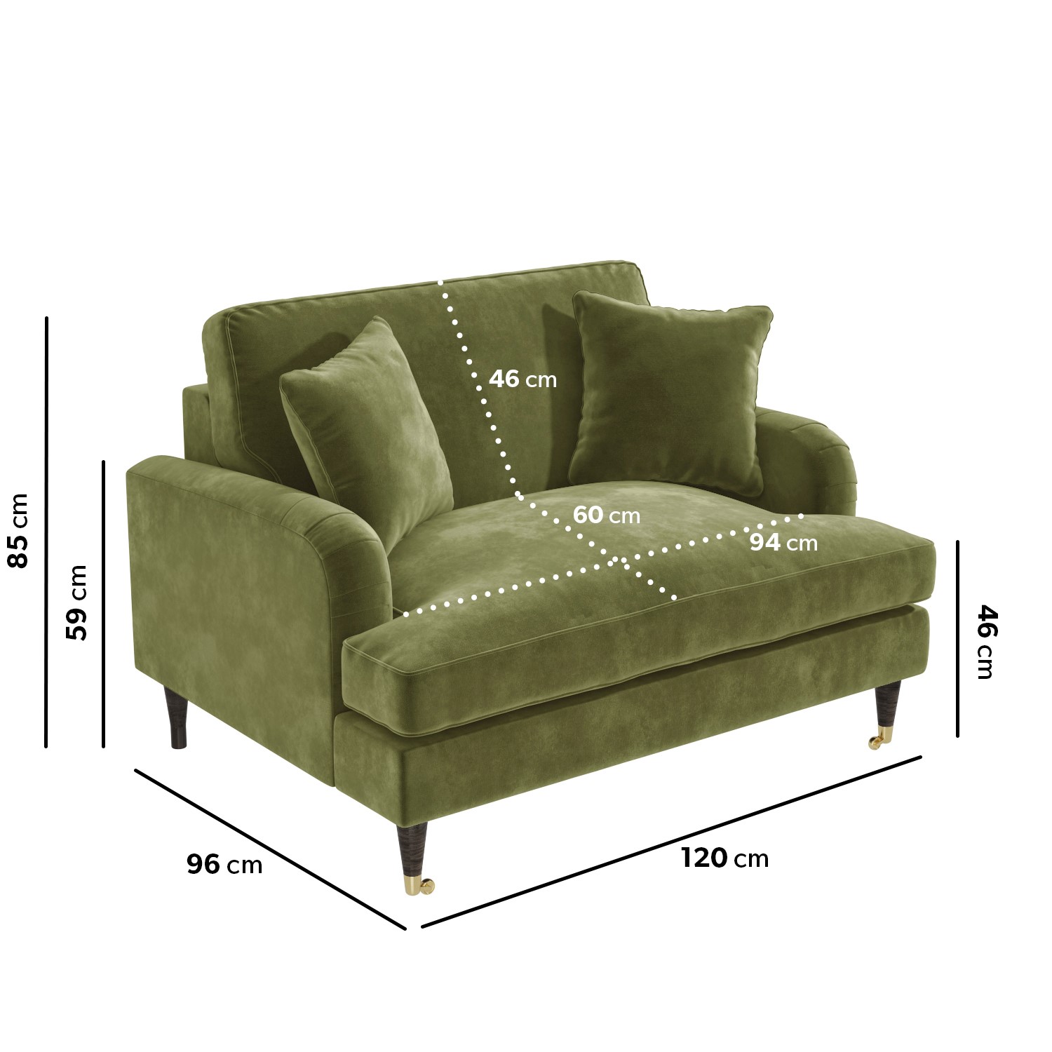 Read more about Olive green velvet loveseat and footstool payton